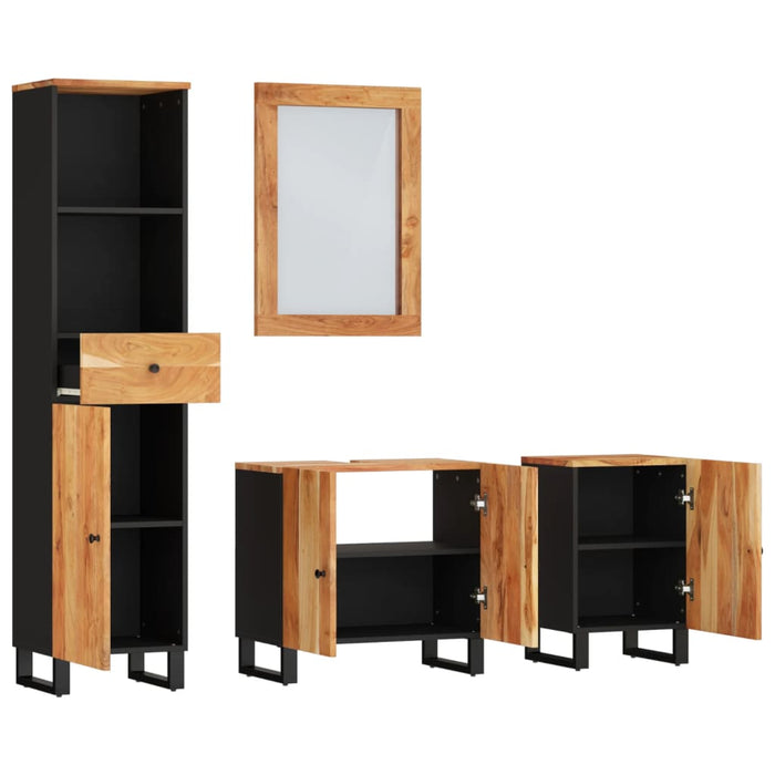 Set mobilier de baie, 4 piese, lemn masiv de acacia