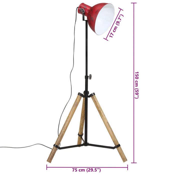 Lampă de podea, 25 W, roșu uzat, 75x75x90-150 cm, E27