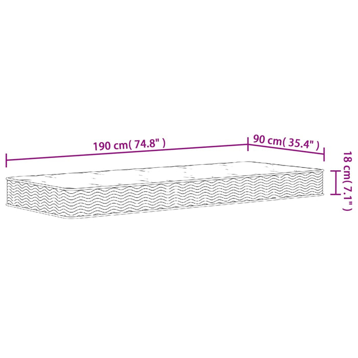 Saltea cu arcuri bonnell Single Size, fermitate medie 90x190 cm