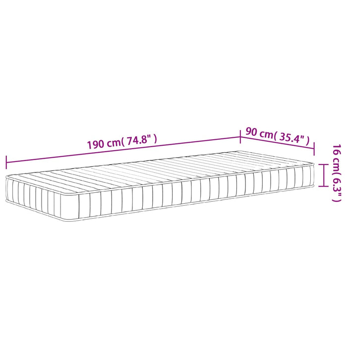 Saltea din spumă Single Size, fermitate medie moale, 90x190 cm