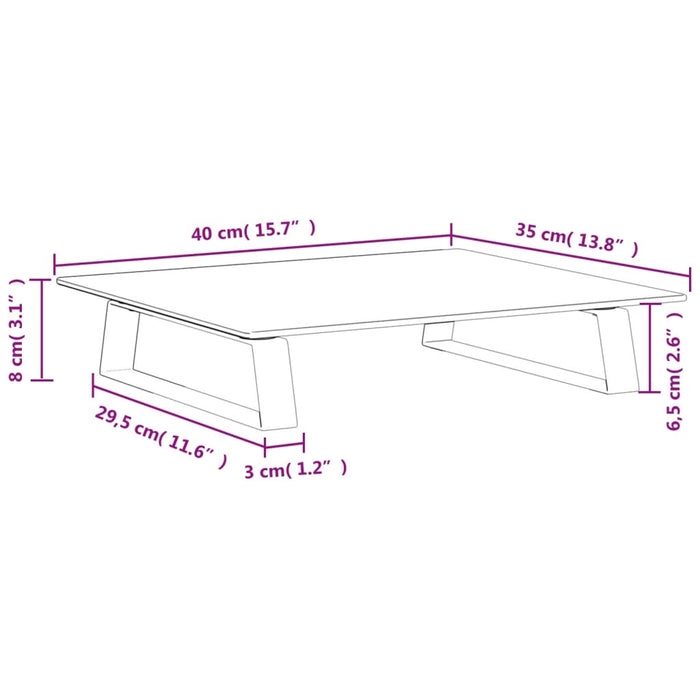 Suport de monitor, alb, 40x35x8 cm, sticlă securizată și metal