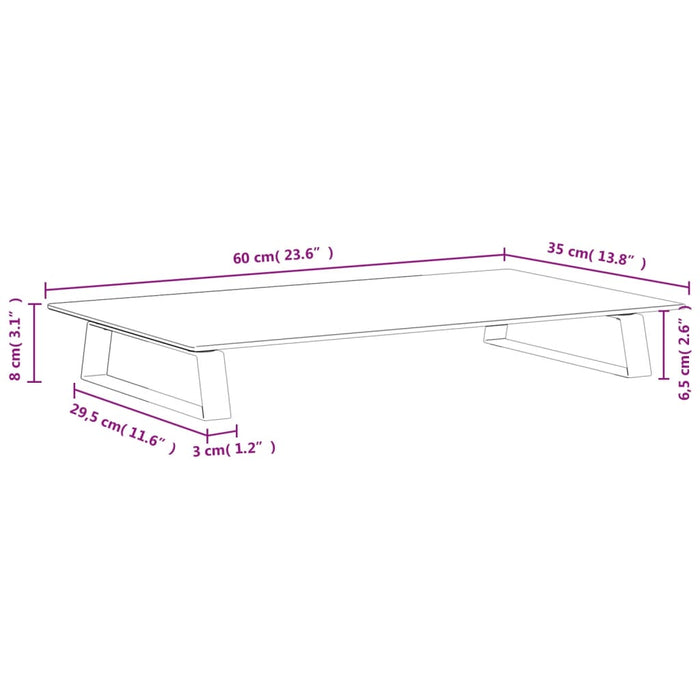 Suport de monitor, negru, 60x35x8 cm, sticlă securizată/ metal