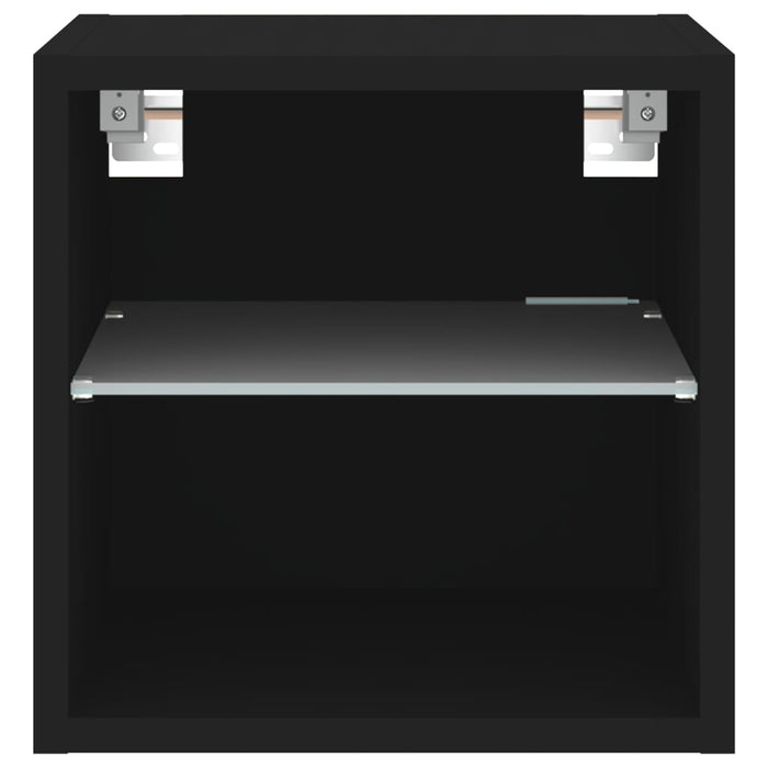 Comodă TV de perete cu lumini LED, negru, 30x28,5x30 cm