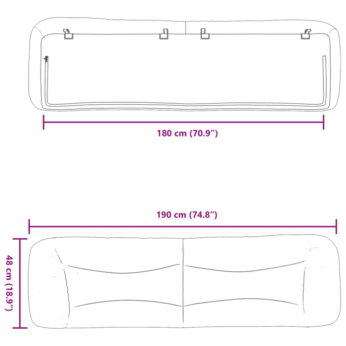 Pernă pentru tăblie pat, alb, 180 cm, piele artificială