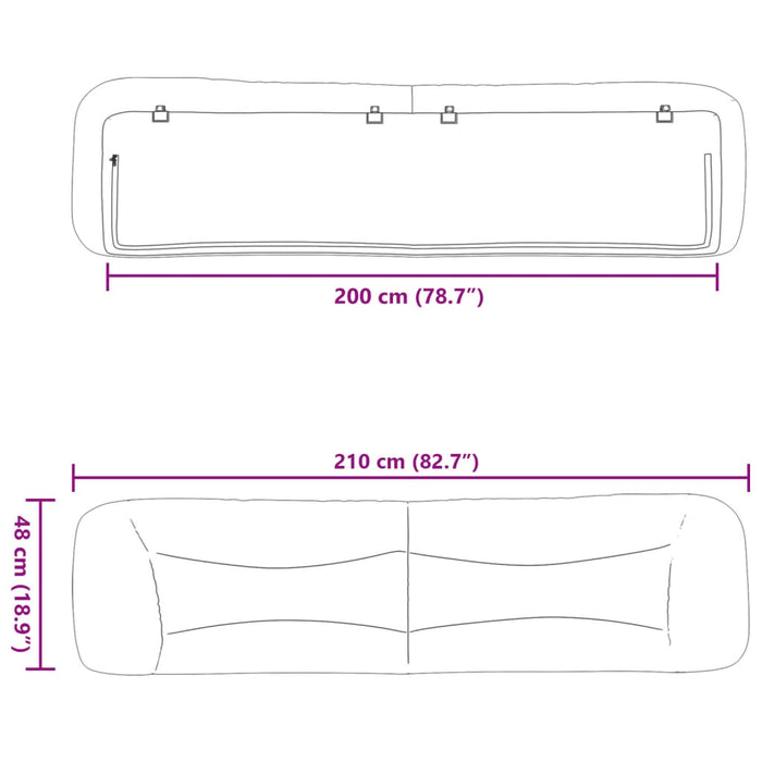 Pernă pentru tăblie de pat, crem, 200 cm, material textil