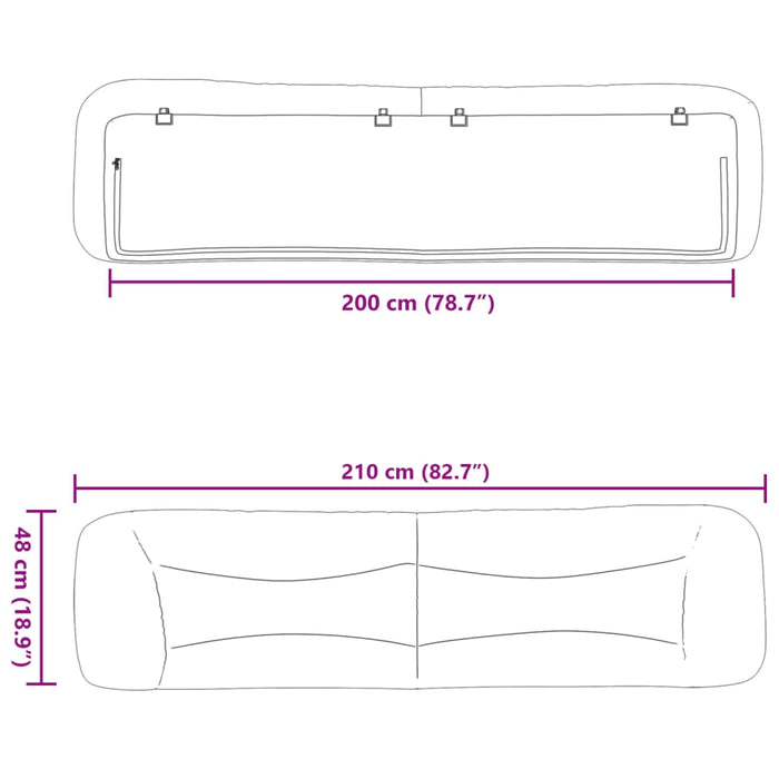 Pernă pentru tăblie pat, alb, 200 cm, piele artificială