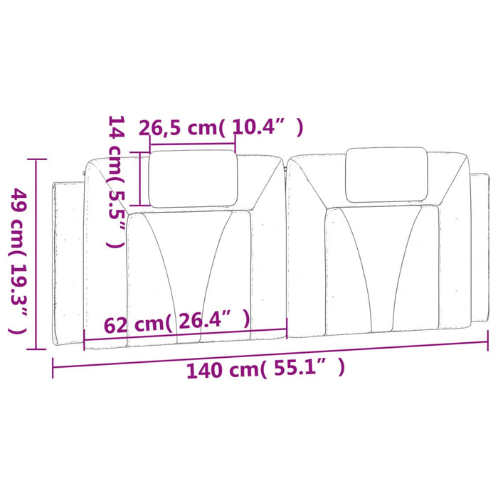 Pernă pentru tăblie pat, alb, 140 cm, piele artificială