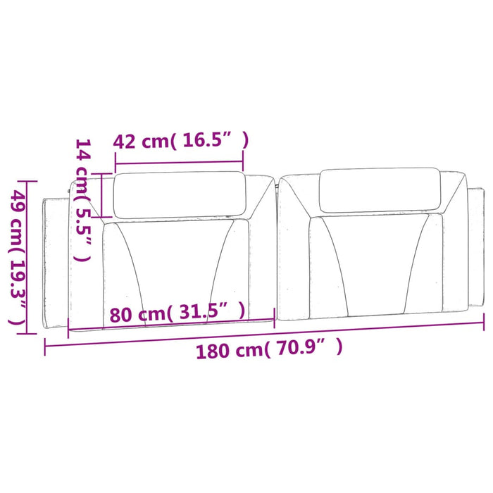 Pernă pentru tăblie pat, negru și alb, 180cm, piele artificială