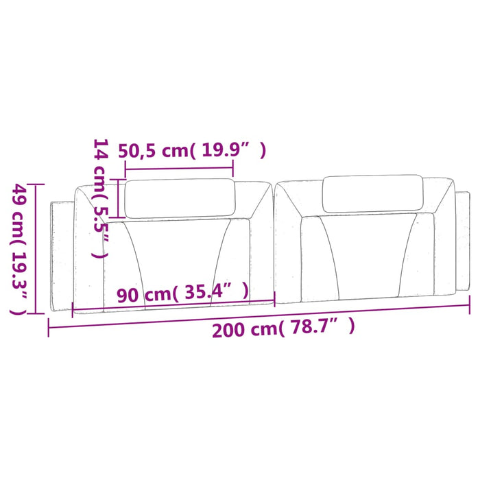 Pernă pentru tăblie pat, maro, 200 cm, piele artificială