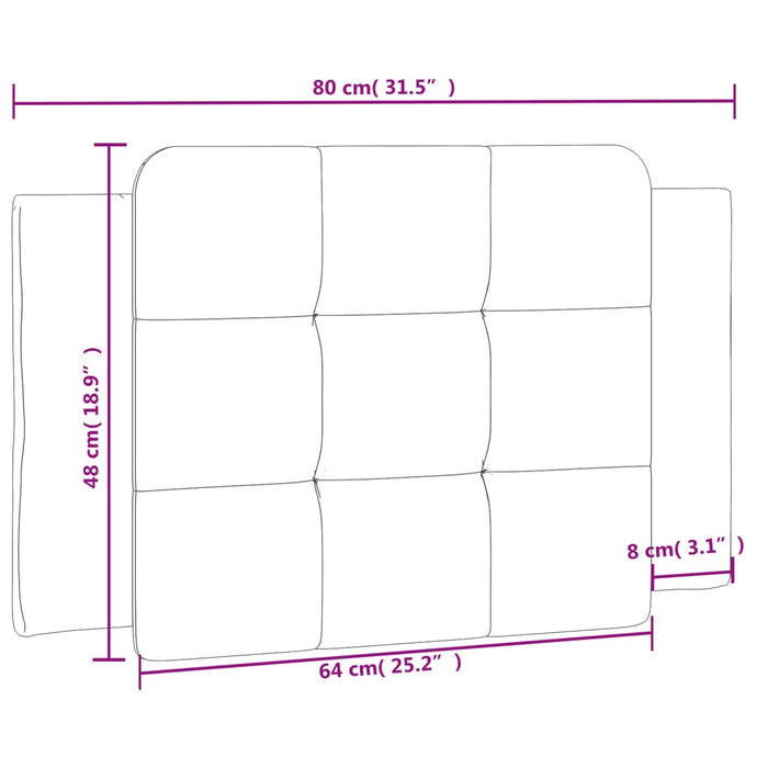 Pernă pentru tăblie pat, alb, 80 cm, piele artificială