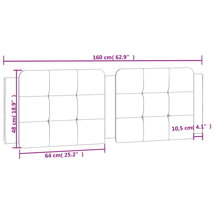 Pernă pentru tăblie pat, alb și negru, 160cm, piele artificială