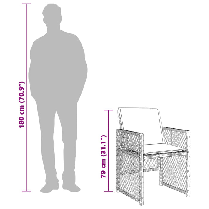 Set mobilier grădină cu perne, 11 piese bej combinat poliratan