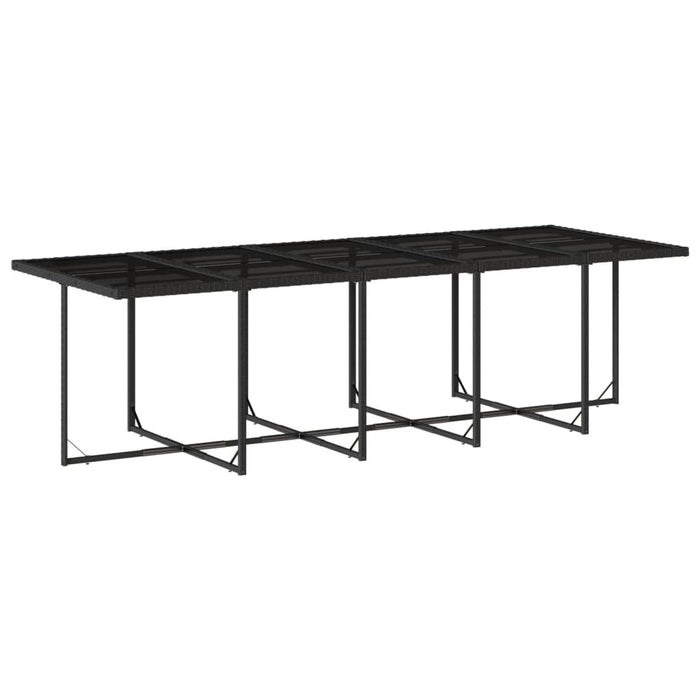 Set mobilier de exterior cu perne, 11 piese, negru, poliratan