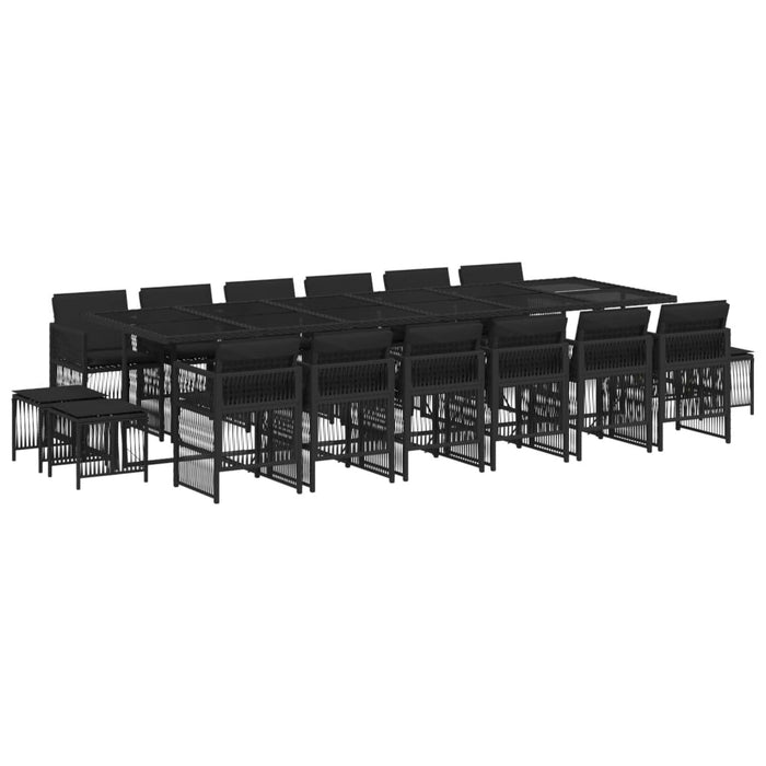 Set mobilier de grădină cu perne, 17 piese, negru, poliratan