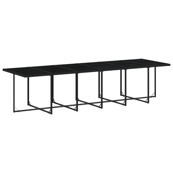 Set mobilier de grădină cu perne, 13 piese, negru, poliratan