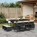 Set mobilier de exterior cu perne, 11 piese, negru, poliratan thumbnail 1