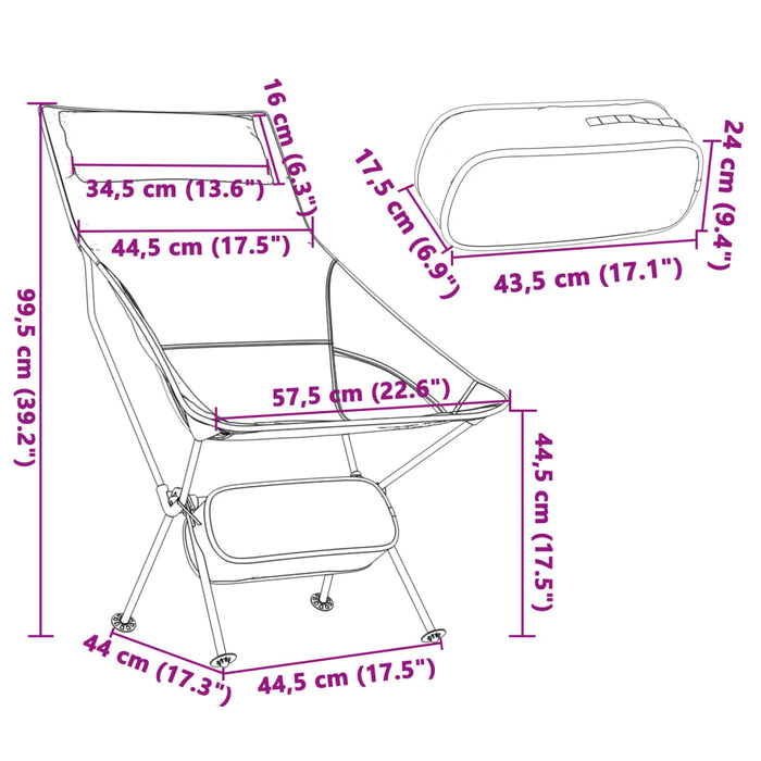 Scaune camping pliabile, 2 buc., negru, textil oxford /aluminiu