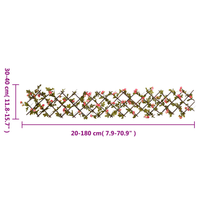 Spalier cu iederă artificială extensibil, roz închis, 180x20 cm