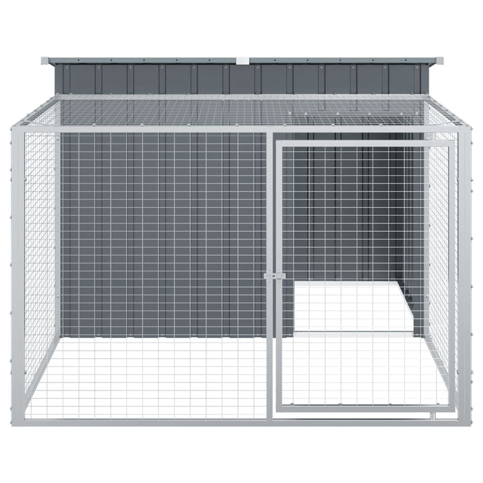 Cușcă de câini cu țarc, antracit 153x194x110 cm oțel galvanizat