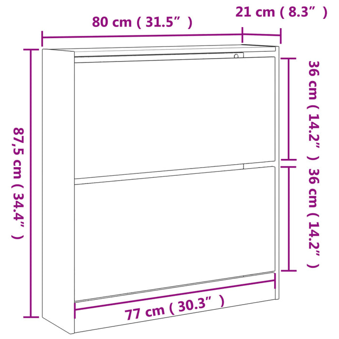 Pantofar, alb, 80x21x87,5 cm, lemn compozit