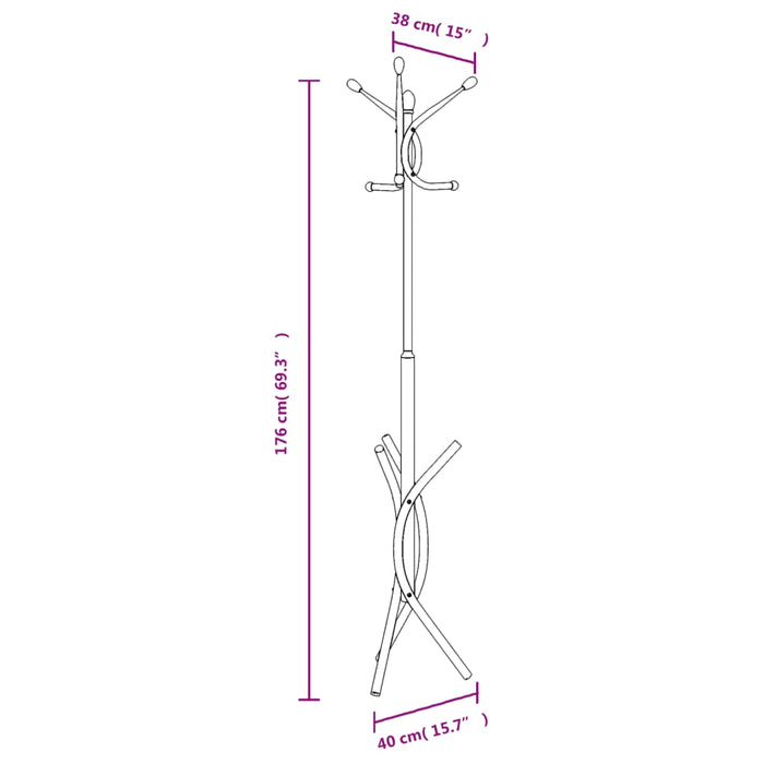 Cuier de haine, negru, 176 cm, fier vopsit electrostatic