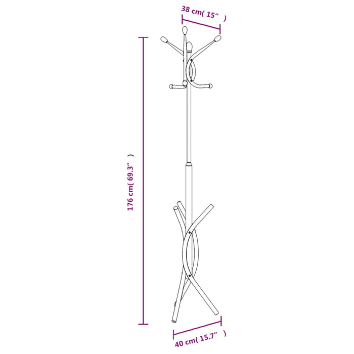 Cuier de haine, alb, 176 cm, fier vopsit electrostatic