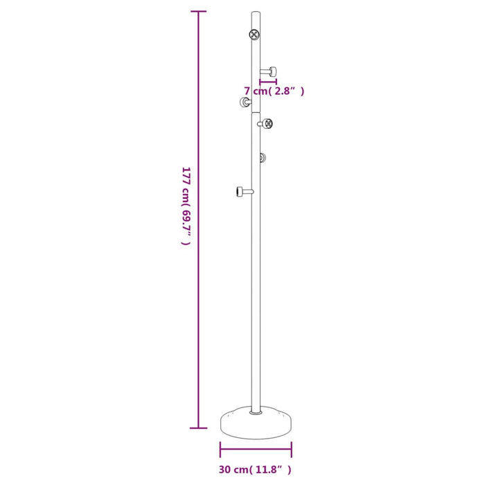 Cuier de haine, negru, 177 cm, fier vopsit electrostatic