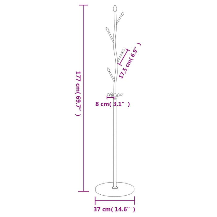 Cuier de haine, alb, 177 cm, fier vopsit electrostatic