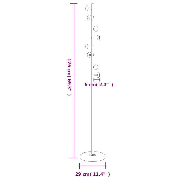 Cuier de haine, alb, 176 cm, fier vopsit electrostatic