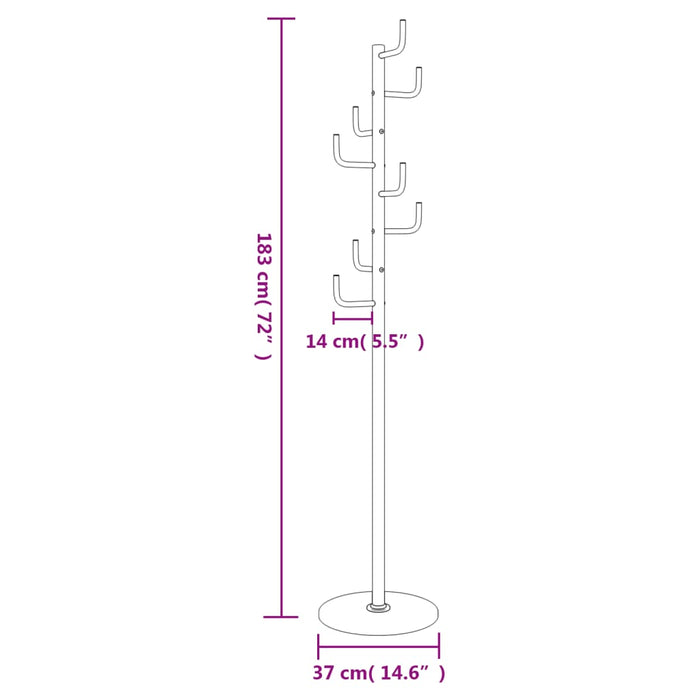 Cuier de haine, negru, 183 cm, fier vopsit electrostatic