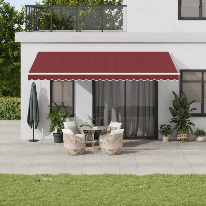 Copertina retractabilă manual cu LED, vișiniu, 500x300 cm