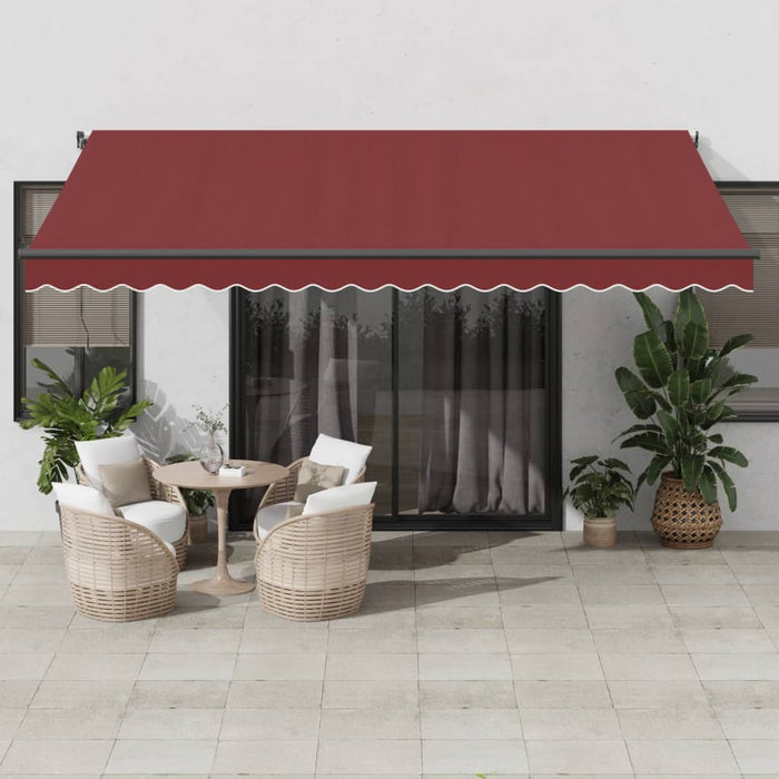 Copertina retractabilă manual cu LED-uri, vișiniu, 450x350 cm