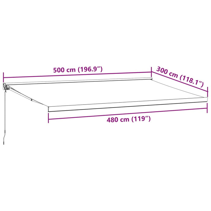 Copertina retractabilă manual, vișiniu, 500x300 cm