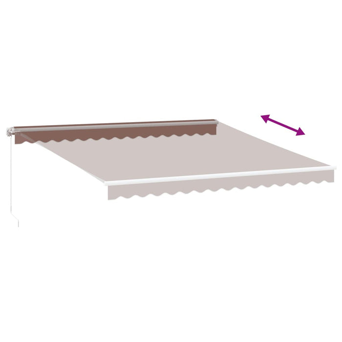 Copertina retractabilă manual cu LED, maro, 400x300 cm