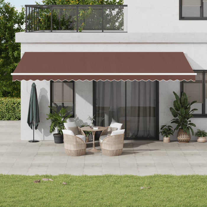 Copertină retractabilă automat cu LED, maro, 600x300 cm