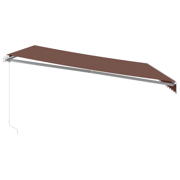 Copertina retractabilă manual cu LED, maro, 450x350 cm