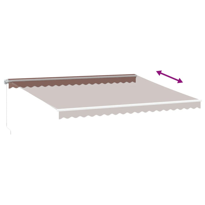 Copertina retractabilă manual cu LED, maro, 450x350 cm