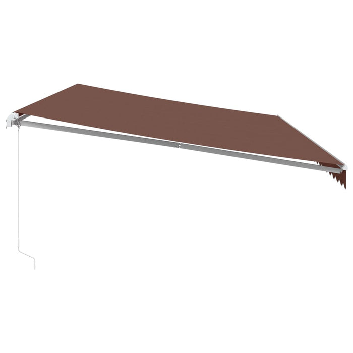 Copertina retractabilă manual cu LED, maro, 600x350 cm