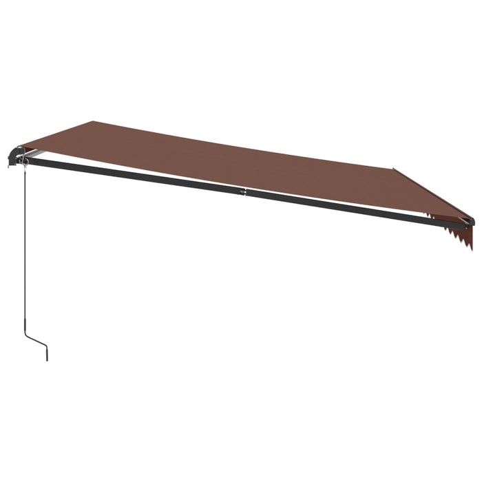 Copertina retractabilă manual cu LED-uri, maro, 450x350 cm