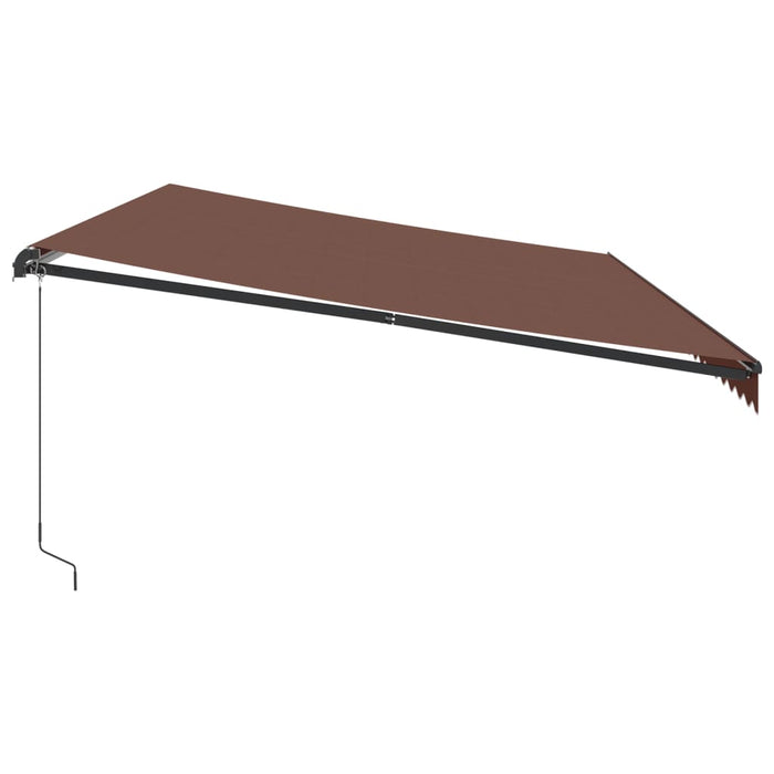 Copertina retractabilă manual cu LED-uri, maro, 600x350 cm