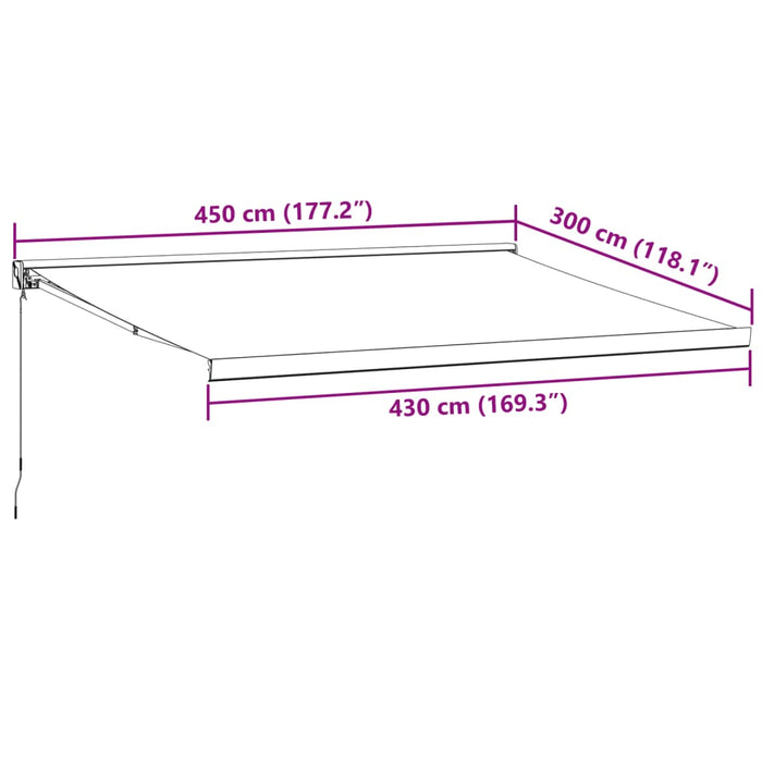 Copertină retractabilă manual, maro, 450x300 cm