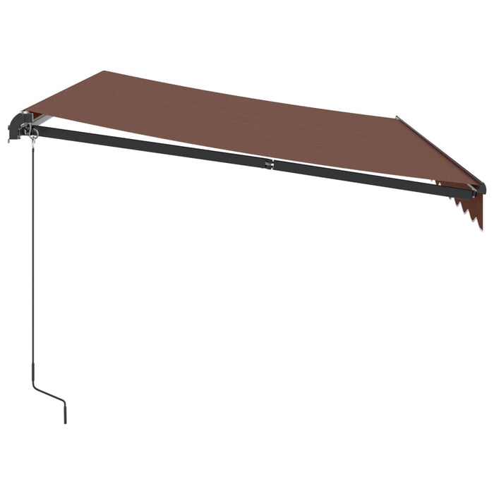 Copertină retractabilă manual cu LED, maro, 350x250 cm