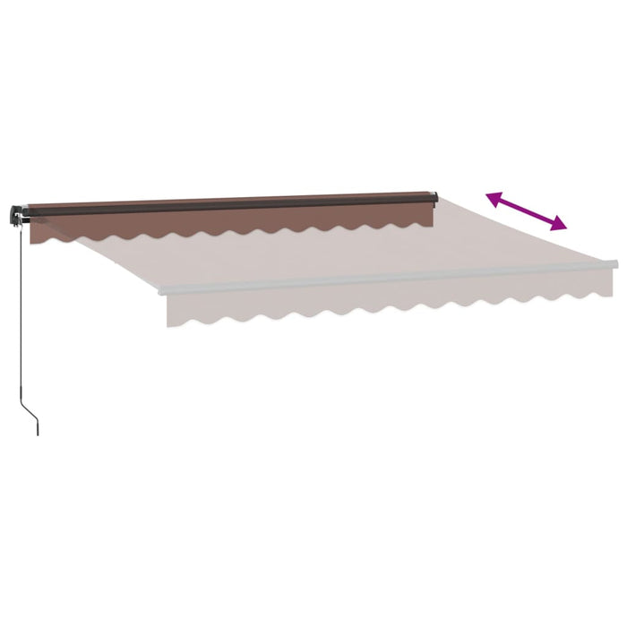 Copertină retractabilă manual cu LED, maro, 350x250 cm