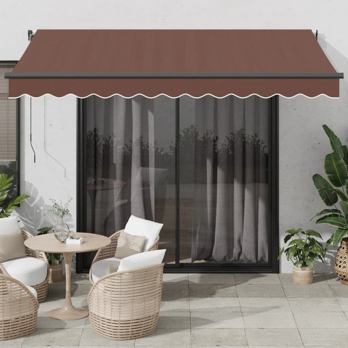 Copertină retractabilă manual cu LED, maro, 350x250 cm