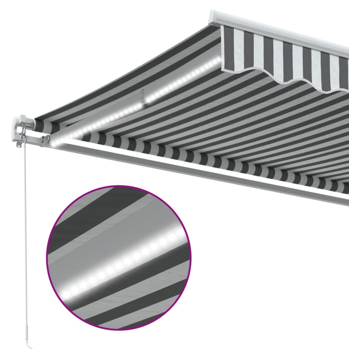 Copertină retractabilă manual cu LED, antracit/alb, 400x300 cm