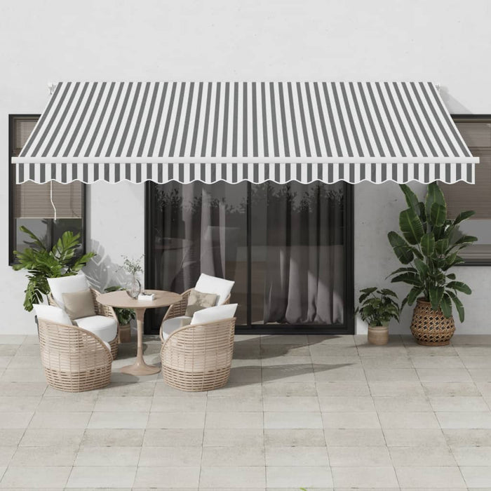 Copertină retractabilă automat cu LED, antracit/alb, 450x300 cm