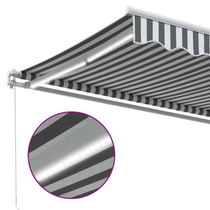 Copertină retractabilă manual cu LED, antracit/alb, 500x300 cm