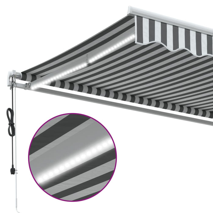 Copertină retractabilă automat cu LED, antracit/alb, 500x300 cm