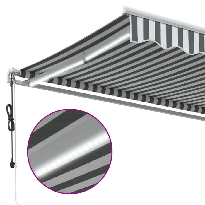 Copertină retractabilă automat cu LED, antracit/alb, 400x350 cm