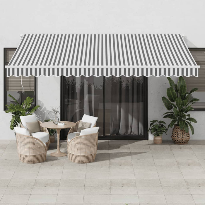 Copertină retractabilă automat cu LED, antracit/alb, 450x350 cm